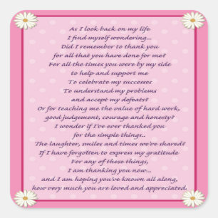 Mother's Day Poem Square Sticker