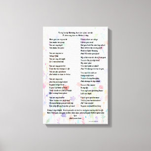 "Mother's Day poem - Stretched canvas print" Print