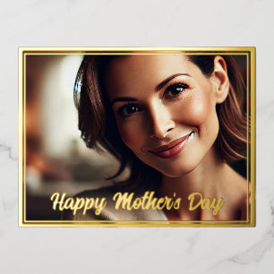 Mother's Day Postcard with Custom Photo Gold Foil