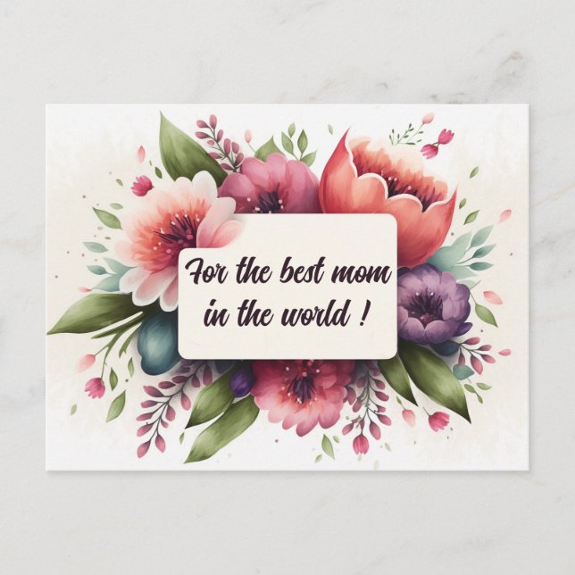 Mother's Day Postcard with Floral Bouquet Design (Front)
