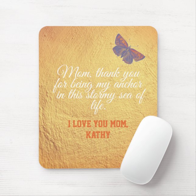 Mothers Day Pretty Elegant Glam Gold Script Quote  Mouse Mat (With Mouse)