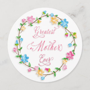 Mother's Day Pretty Floral Wreath Word Art Card