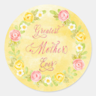 Mother's Day -  Pretty Watercolor Roses 3 WA Classic Round Sticker