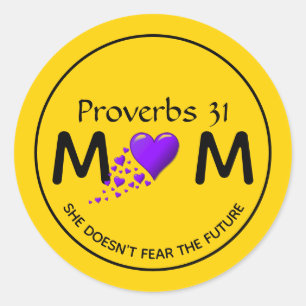 Mother's Day PROV 31 MOM Purple Heart YELLOW Classic Round Sticker