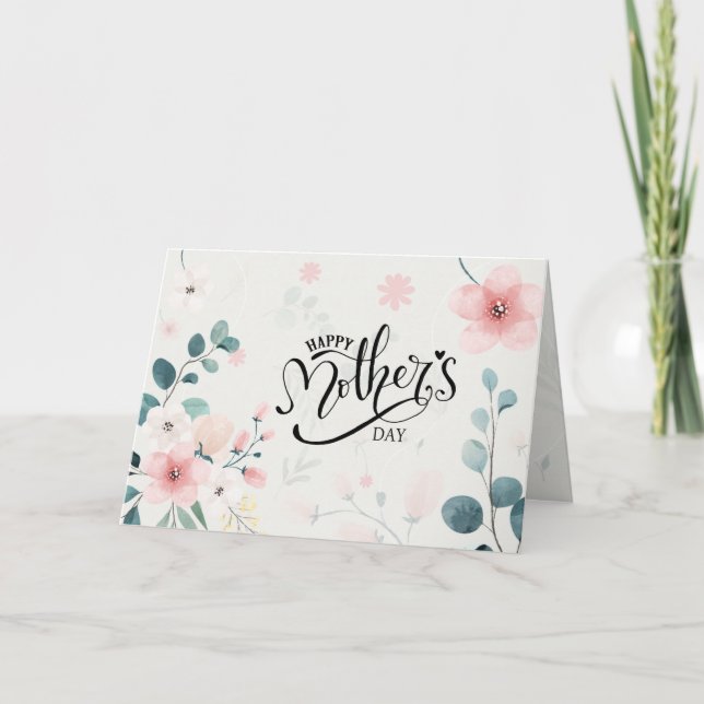 Mother's Day Proverbs 31 Bible Verse Pink Floral Holiday Card (Front)