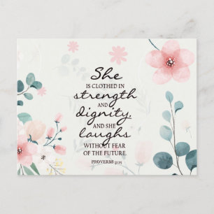 Mother's Day Proverbs 31 Bible Verse Pink Floral P Postcard