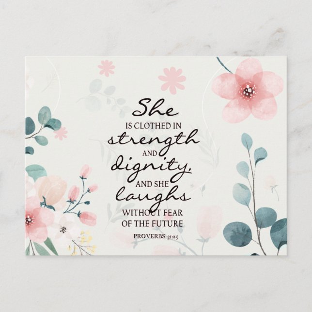 Mother's Day Proverbs 31 Bible Verse Pink Floral P Postcard (Front)
