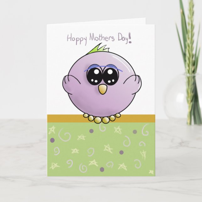 Mothers Day Purple Baby Bird Card (Front)