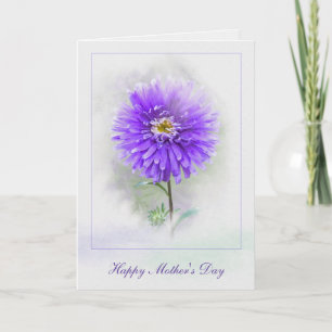 Mother's Day-purple dahlia in watercolor Card