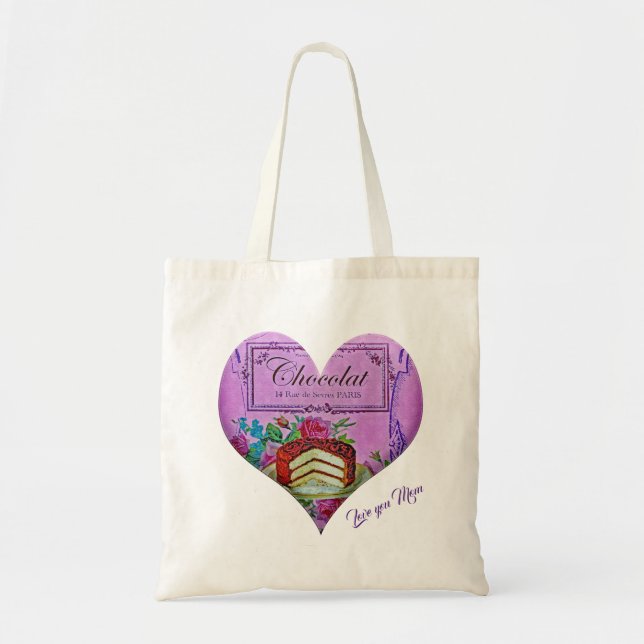Mother's Day purple heart Chocolate  Tote Bag (Front)