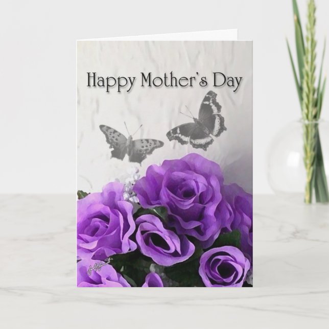 Mother's Day (Purple Rose & Butterfly) Card (Front)
