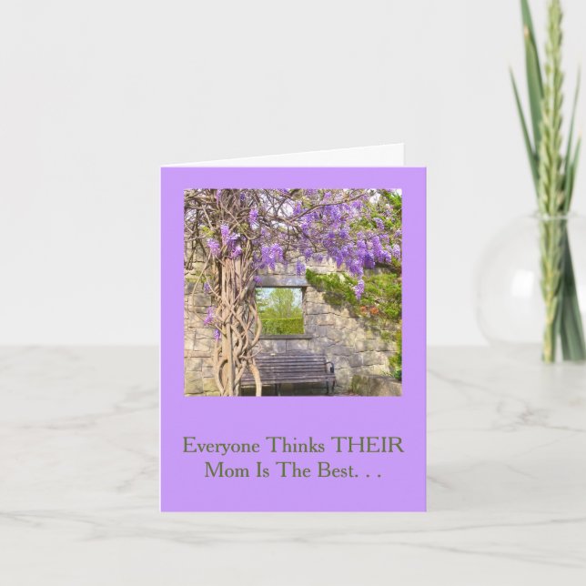 MOTHER'S DAY/PURPLE WISTERIA/THINK MY MOM'S BEST THANK YOU CARD (Front)