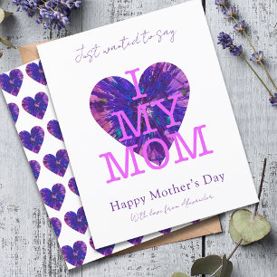 Mothers day quote i love my mum watercolor heart 