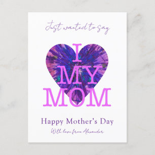 Mothers day quote i love my mum watercolor heart holiday postcard