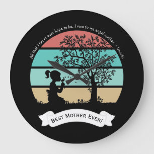 Mother's Day Quote Sitting Under Tree Angel Mother Large Clock