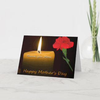 Mothers Day Red Rose and Candle Card