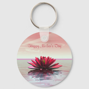 Mother's Day Red Water Lily Key Ring