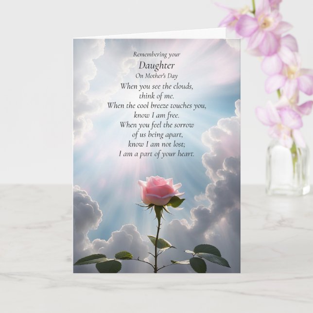 Mothers Day Remembrance of Daughter Loving Thought Card (Orchid)