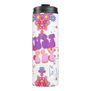 Mothers Day Retro Groovy Just Fly Floral  Thermal Tumbler