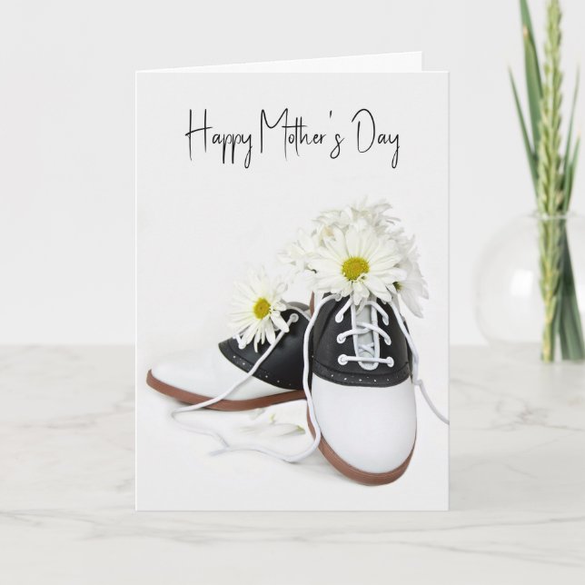Mother's Day Retro Saddle Shoes With Daisies Card (Front)