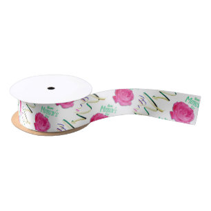 Mother's Day Rose and Confetti Satin Ribbon
