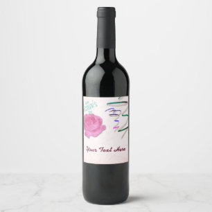 Mother's Day Rose and Confetti Wine Label