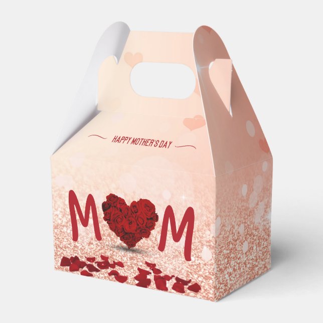 Mother's Day Rose Heart Bouquet - Favour Box Gable (Front Side)