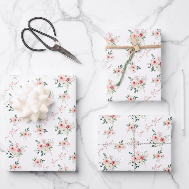 Mother's Day Rose Wrapping Paper Sheets  (Front)