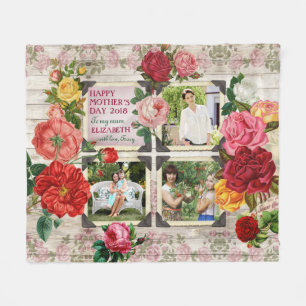 Mother's Day Roses Instagram Vintage Photo Collage Fleece Blanket