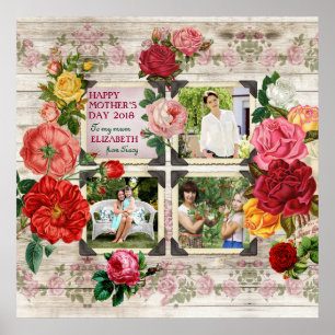 Mother's Day Roses Instagram Vintage Photo Collage Poster