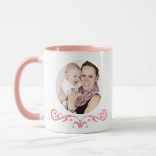 Mother's Day Round Photo Delicate Pink Coffee Mug