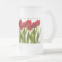 Mother's Day - Row of Bright Red Spring Tulips