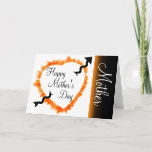 Mother's Day Rustic Hollow Orange Heart Outline Card