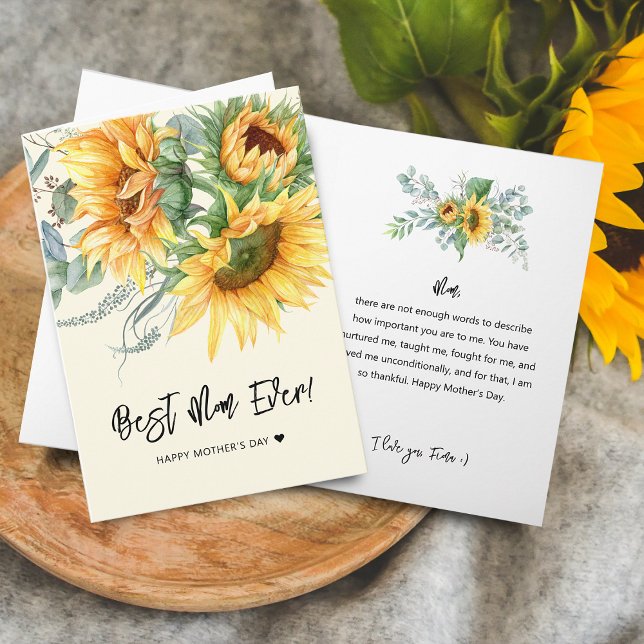 Mother's Day Rustic Sunflower Eucalyptus Greenery Card (Mother's Day Rustic Sunflower Eucalyptus Greenery Card)