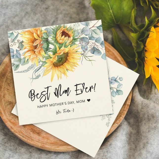 Mother's Day Rustic Sunflower Eucalyptus Greenery Card (Mother's Day Rustic Sunflower Eucalyptus Greenery Card)