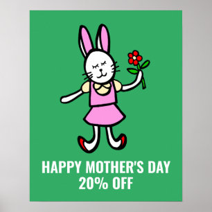 Mother's Day Sale Sign, Customise Your Text Rabbit Poster