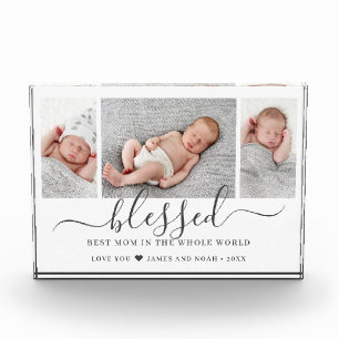 Mother's Day Script Blessed Best Mum Ever Photo Block