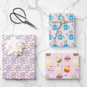 Mother's Day Selection Cakes and Flowers Wrapping Paper Sheet