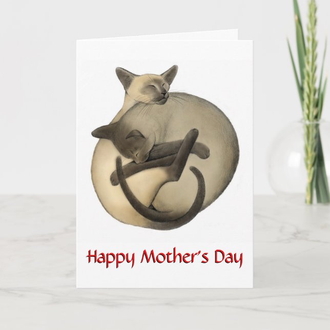 Mothers Day Siamese Cats Card (Front)