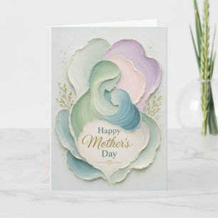 Mother's Day Silhouette Mother Child Embrace Holiday Card