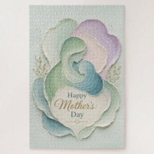 Mother's Day Silhouette Mother Child Embrace Jigsaw Puzzle