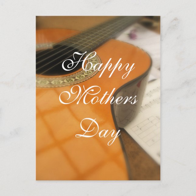 Mothers Day Simple Elegant Guitar Postcard (Front)