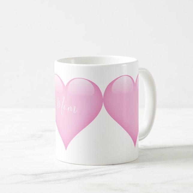 Mothers Day Simple Pink Heart Personal Coffee Mug (Front Right)