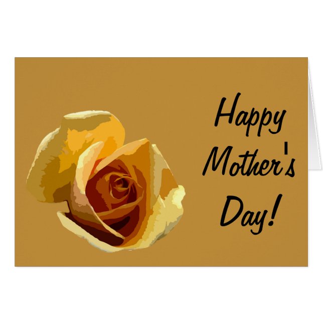 Mother's Day, Single Yellow Rose, Greeting Card (Front Horizontal)