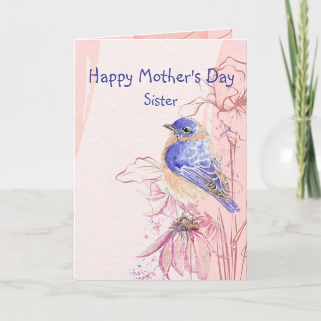 Mother's Day Sister Bluebird Garden Bird Card (Front)