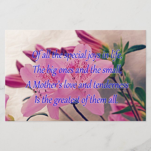 Mothers Day-Special Joy Stationery (Front)