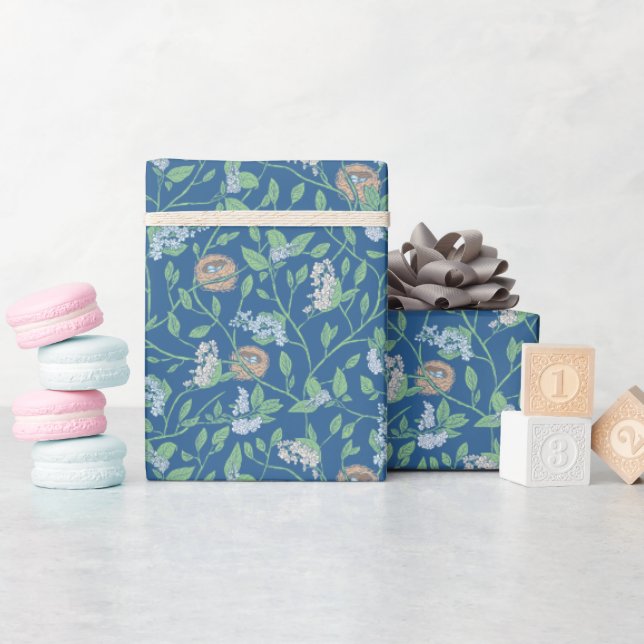 Mother's Day Spring Garden Robin Eggs in Nest Wrapping Paper (Baby Shower)