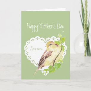 Mother's Day Step-mum Cute Sparrow Bird Card