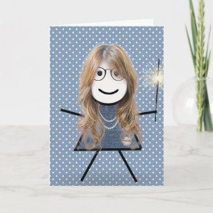 Mother's Day Stick Girl with Sparkler Card