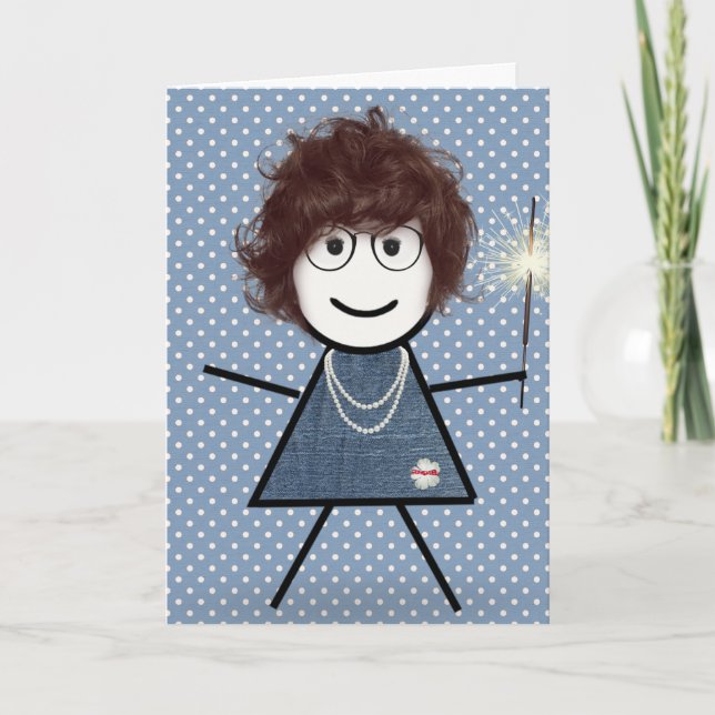 Mother's Day Stick Girl with Sparkler Card (Front)